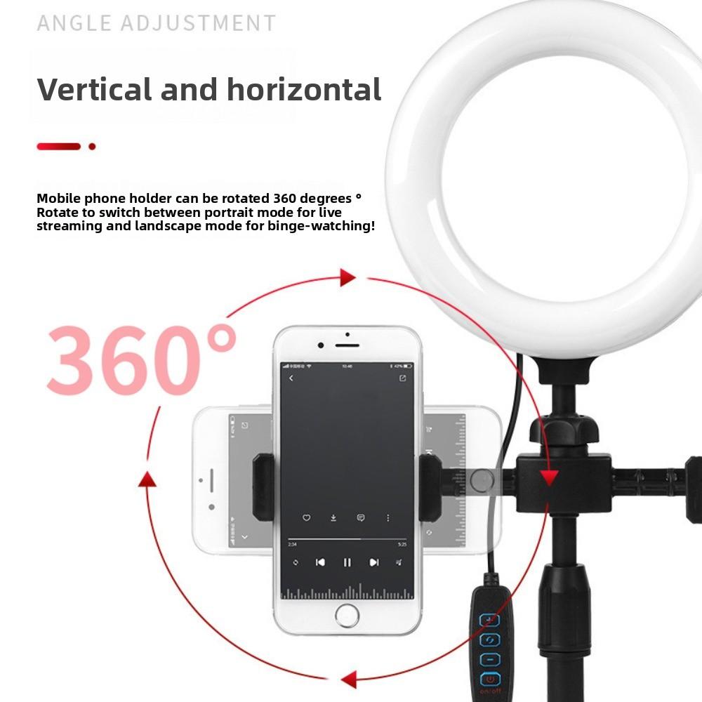 Dual Phone Position Fill Light Phone Holder Stable Base LED Circular Light Video