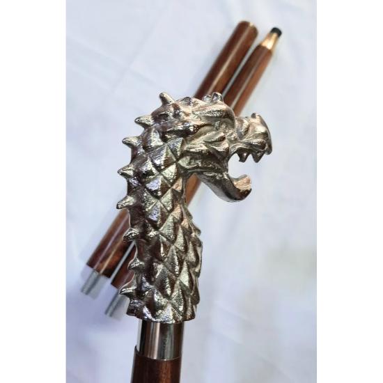 Деревянная трость Старинный дизайн головы дракона Ручка Стиль Винтажная трость Подарок