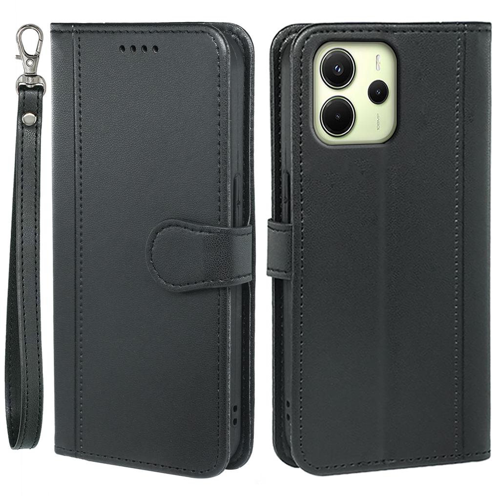 For Xiaomi Redmi Note 14 4G (164.84mm) Wallet Case Magnetic Snap Leather Phone Cover with Strap