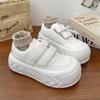 Round Head Thick Sole Big Head Shoes Women's 2024 Autumn Velcro Casual Shoes Niche Sports Shoes Heightening Versatile White Shoes