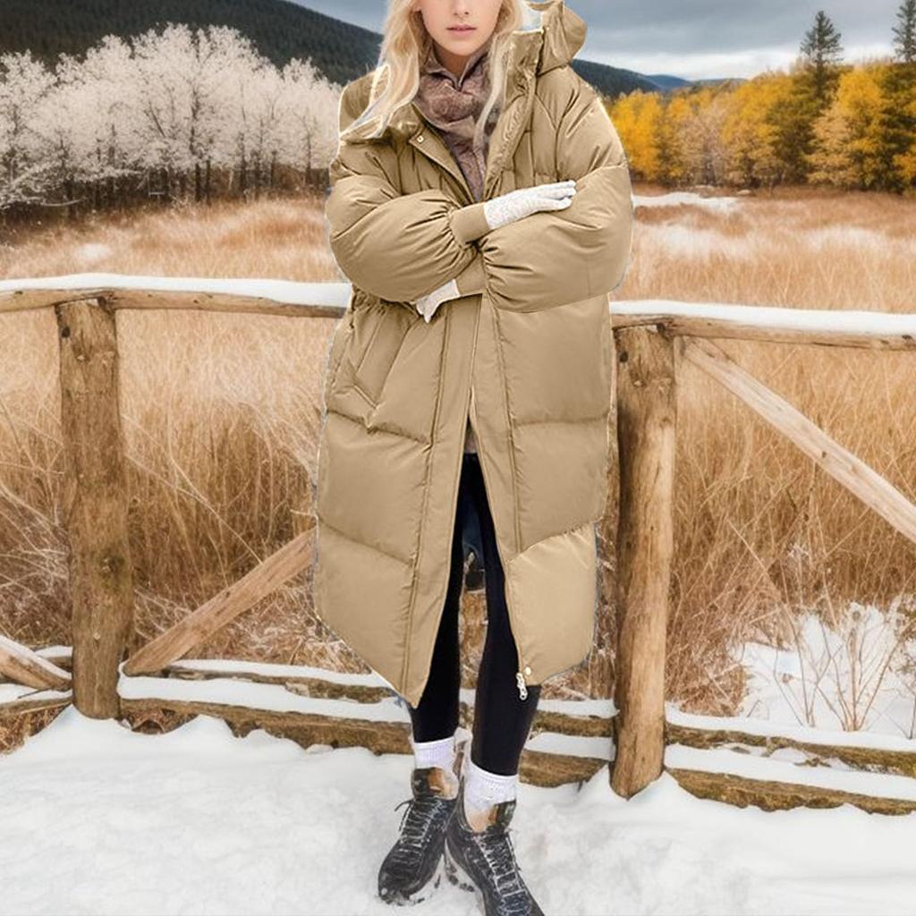 Женское однотонное толстое свободное длинное выше колена стеганое пальто Bread Coat