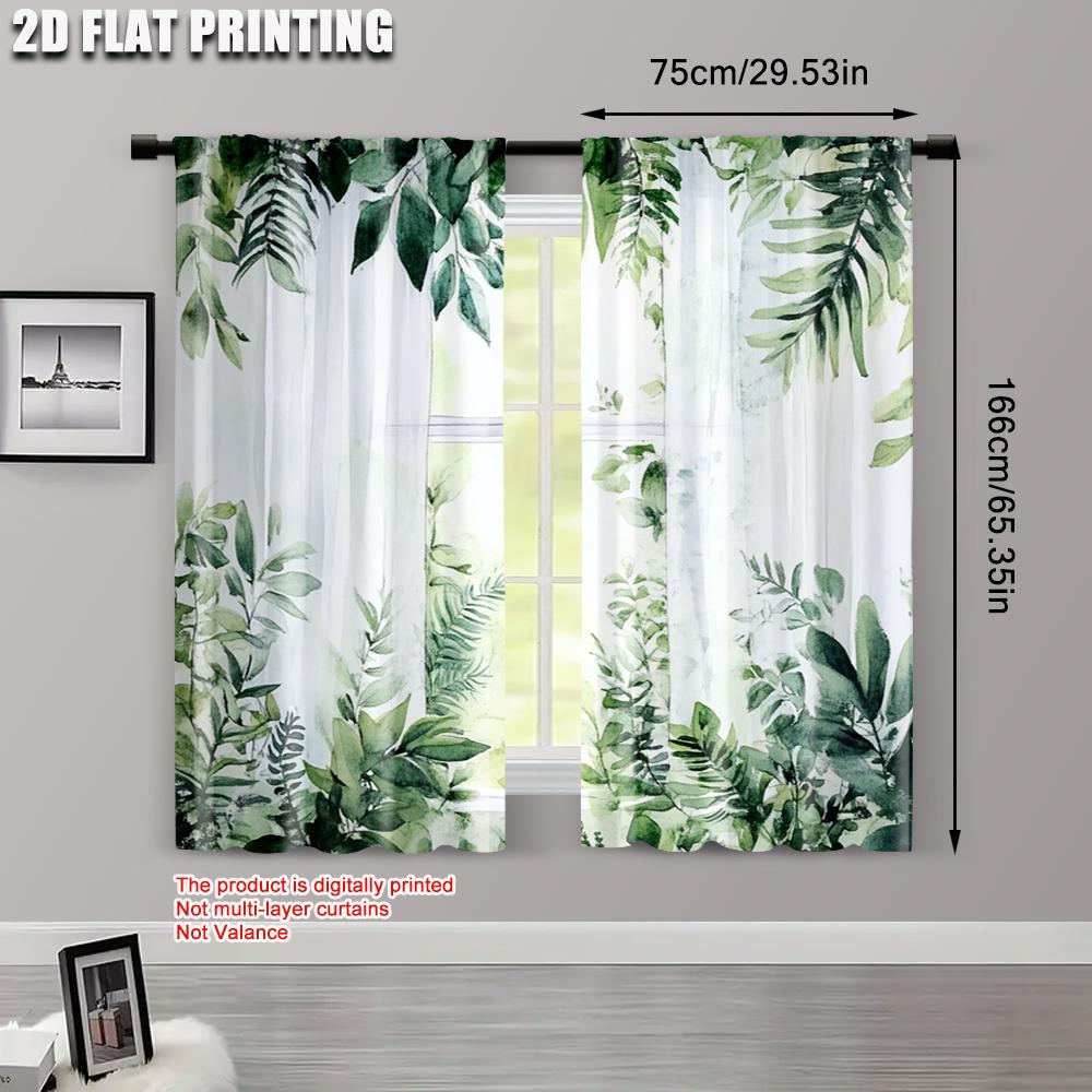 2 шт. Шторы и занавески 2D-печать Зеленый лист Универсальная полиэстеровая ткань (без стержня) Распродажа вещей для разных комнат