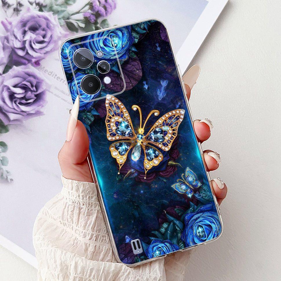 Чехол для Realme C31 Милый Мультяшный Медведь Бабочка Задняя Крышка Чехлы для Телефона Для Realme C 31 C31 4G RMX3501 RealmeC31 Мягкие Fundas
