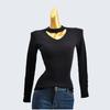 And Winter Halterneck V-neck Slim-Fit Long Sleeve Knitting Sweater Pullover All-Matching Thread Pure Color Bottoming Shirt Women's Clothing Tops