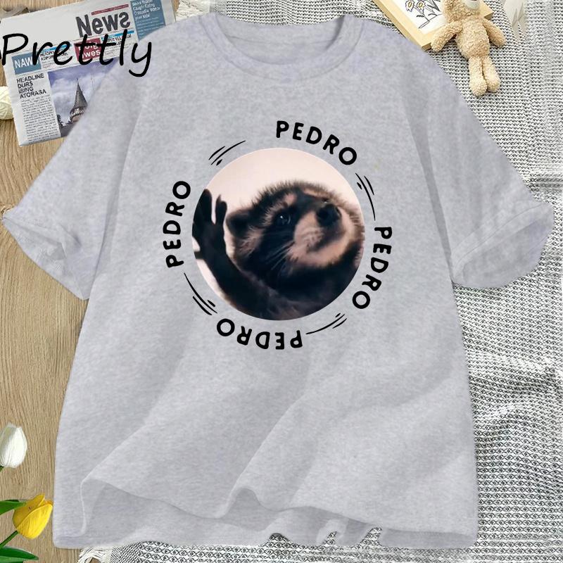 Pedro Dancing Raccoon T Shirt Unisex Unisex Funny Trash Panda Meme T-Shirt Casual Short Sleeve Animal Tshirt Cotton Unisex's Clothes