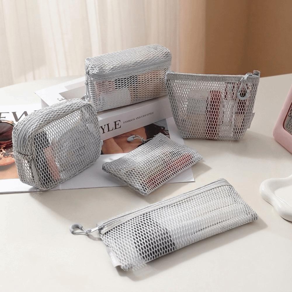 Breathable Transparent Storage Bag Square Mesh Storage Pouch New Cosmetic Bag Office Organization