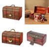 Vintage Wooden Treasures Chest Decorative Keepsakes Storage Container with Lock Antique Jewelry Organiser for Women