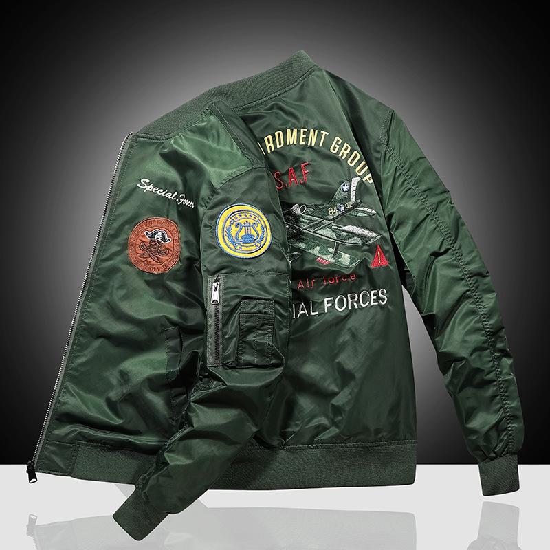 Мужская куртка Осенняя куртка-бомбер ВВС Мужская вышивка Бейсбольная форма Повседневная куртка