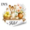 Скандинавский стиль Настенный декор Акварельные кухонные наклейки, Лимонно-зеленое растение Чайник Само?Самоклеящиеся наклейки, Отклей и приклей Настенные наклейки Водонепроницаемые Наклейки на плиту