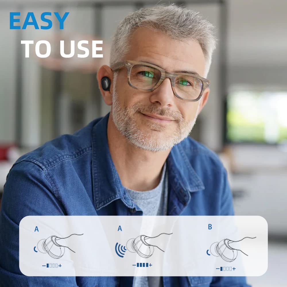 Hearing Aid For Seniors With LCD Display, Rechargeable Adults Hearing Amplifier For Severe Hearing Loss, With Charging Case& USB Charging Cable