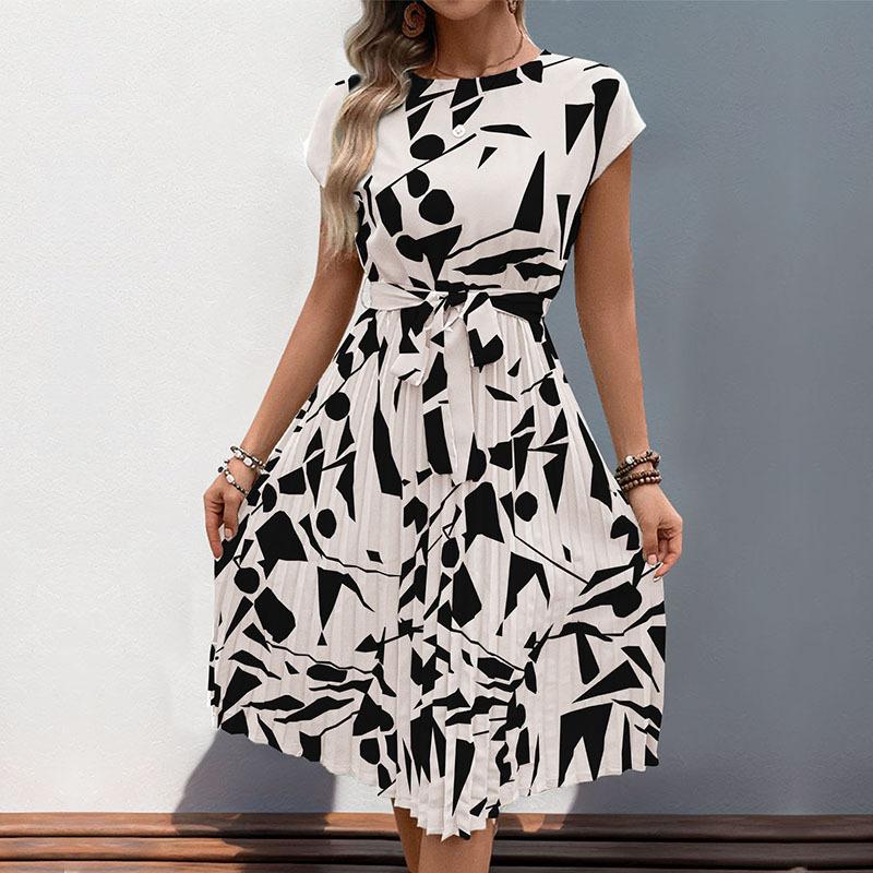 New Fashion Printed Daily Versatile Women'S Summer Loose And Casual Solid Color Cotton And Hemp Long Dress