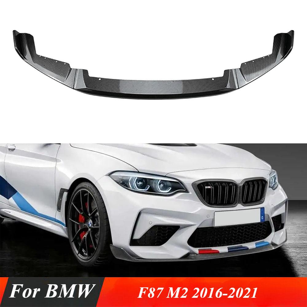 Car Front Bumper Spoiler Lip Splitter Trim Exterior Accessores Carbon Fiber Style Glossy Black CS Style For BMW F87 M2 2016-2021