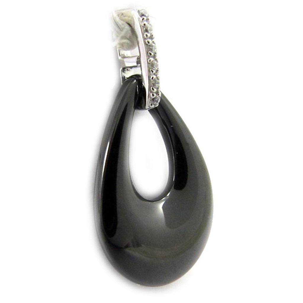 Les Trésors De Lily [L6668] - Серебряный кулон "Сисси" черный (керамика) родиевое покрытие - 20х19 мм