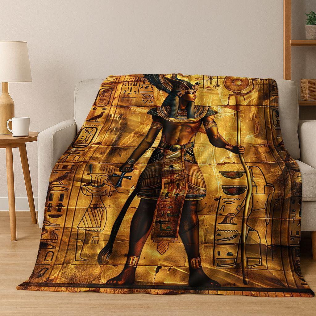 Ancient Egyptian Gods Dead Anubis Pharaoh Tutankhamun Mask Flannel Blanket,Cozy Soft Throw Blanket for Home Bedroom Bed Sofa Kid