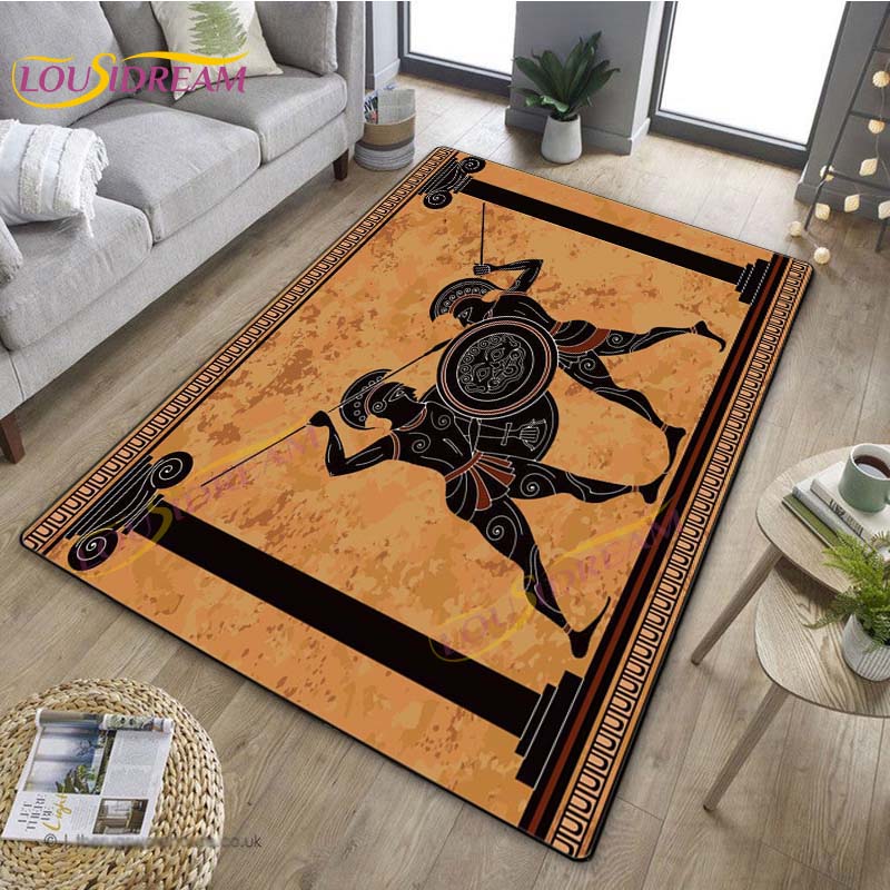 3D Египетский ковер «Древний всадник», греческий ковер, ковер Древнего Египта для гостиной, спальни, кухни, греческий домашний декор, нескользящий напольный коврик