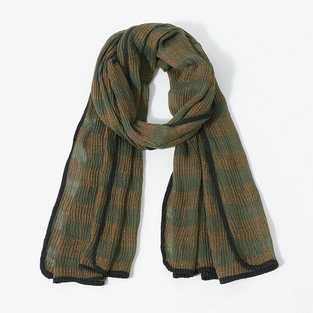 70*190cm Autumn and Winter Korean Style Retro High-End Feeling Striped Scarf Contrasting Color Soft and Unique Men Warm Scarves
