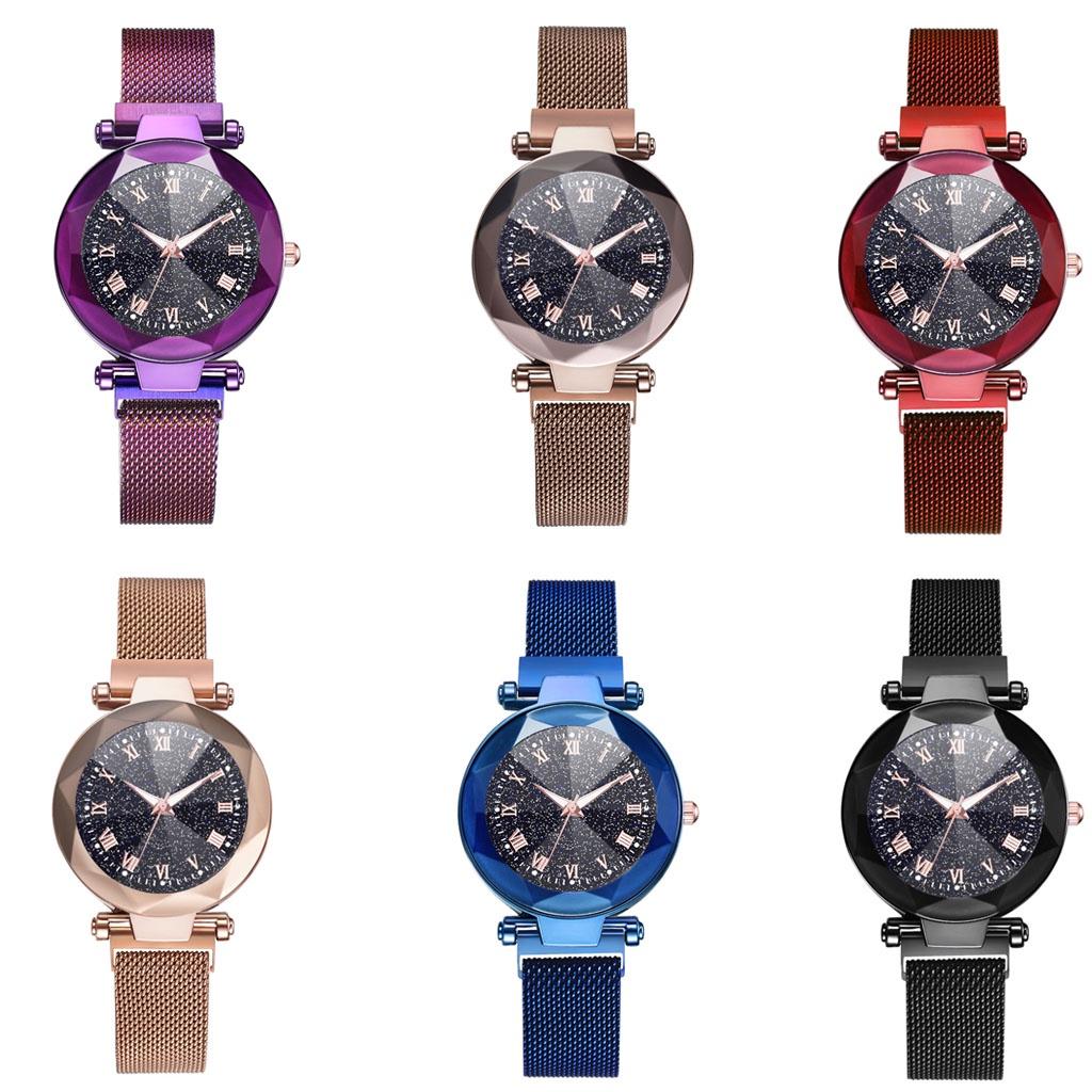 Элегантные женские светящиеся часы «Звездное небо» с римскими цифрами и магнитной застежкой