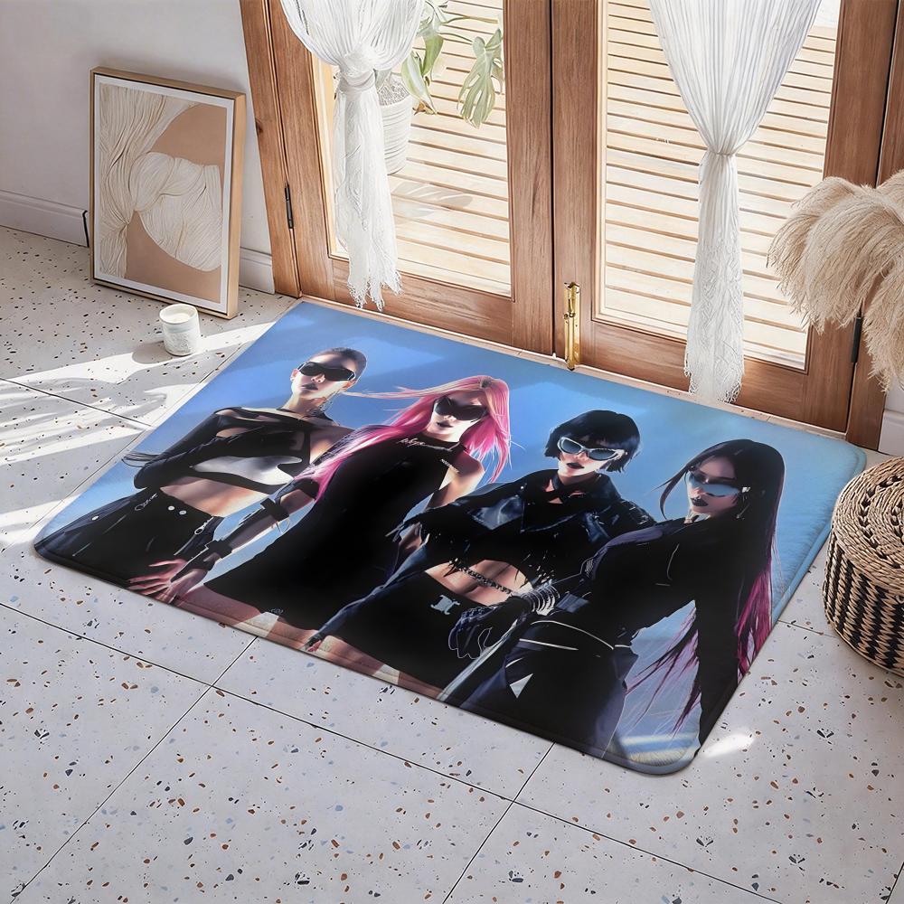 Kpop A aespa Floor Mat Eco Flannel Doormat Non Slip Odorless Indoor Floor Rug Soft Short Plush Home Mat