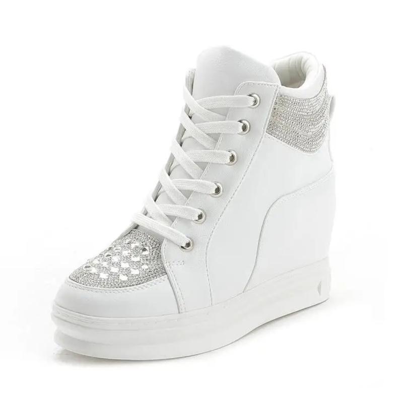 8 см микрофибровая платформа танкетка кожа весенние повседневные ботильоны с скрытым каблуком женские брендовые массивные кроссовки осенняя обувь