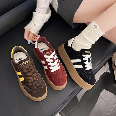 Кожаные ретро платформа женские осенние новые универсальные студенческие для увеличения роста легкие спортивные и для отдыха кеды