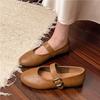 New Style Luxury Mary Jane Shoes Female Genuine Leather Ballet Shoes Women Square Toe Flat Cowhide Ladies Shoes Zapatos Mujer