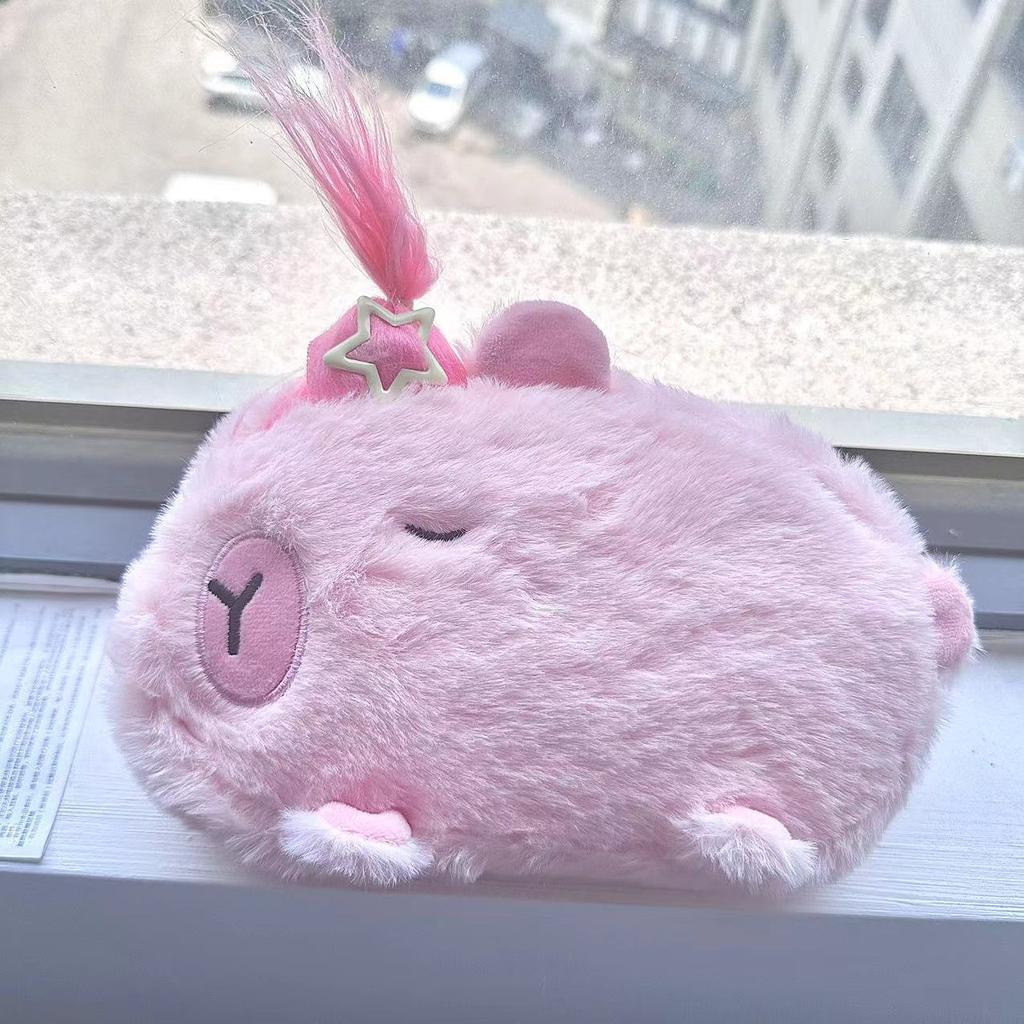 Новый милый плюшевый пенал Capybara, косметичка, сумка для ручек в виде морской свинки, большая вместительная сумка для карандашей, школьные принадлежности, канцелярская коробка