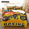 Motorcycle Duvet Cover Set Dirt Bike Extreme Sports Theme For Boy Girl Motocross Racer Polyester Bedding Set King Queen Size