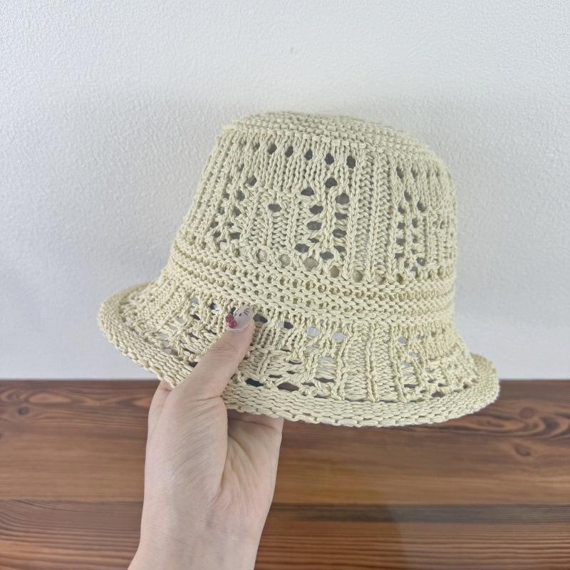 Женская соломенная шляпа, дышащая, с выемками, для летнего отдыха на море, защита от солнца и солнцезащитная шляпа, вязаная рыбацкая шляпа