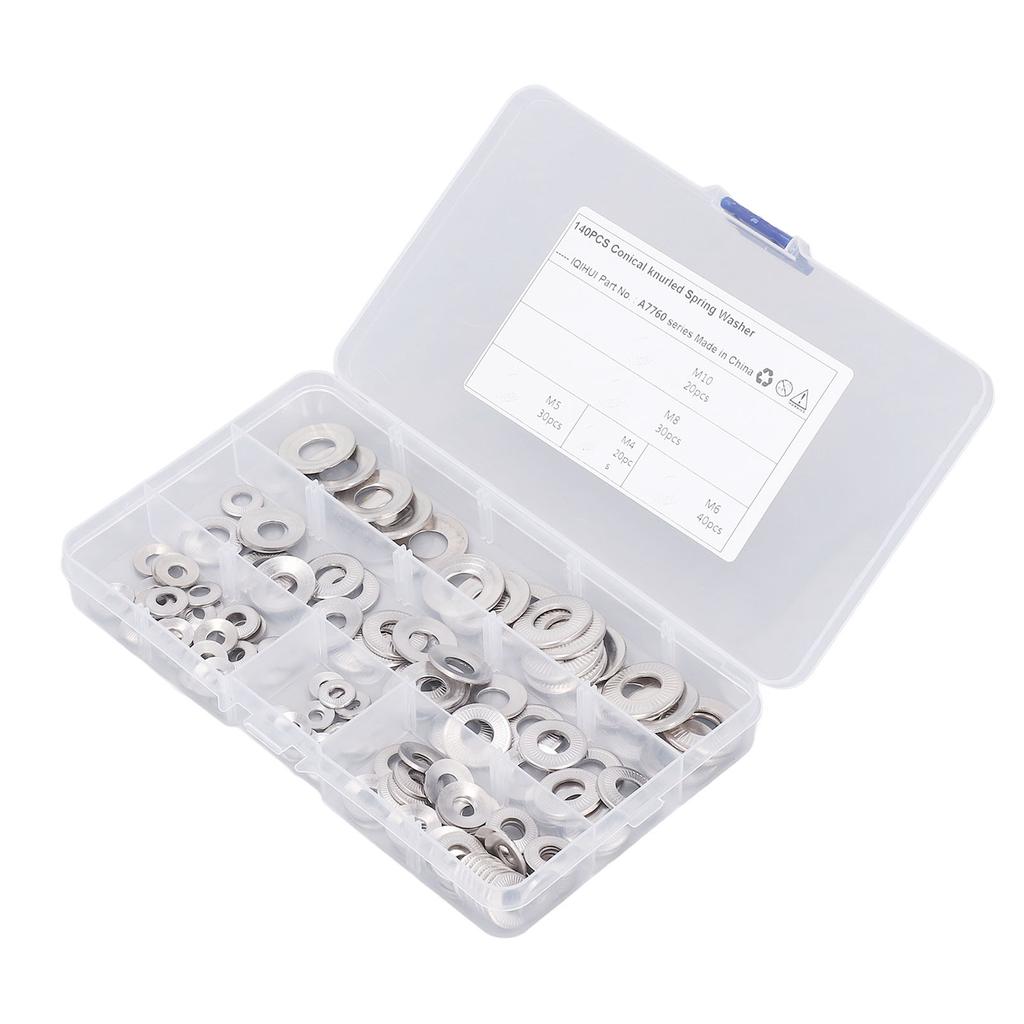 140 шт. 5 типов накатанных конических пружинных шайб из нержавеющей стали с зубчатыми краями M4 M5 M6 M8 M10