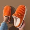 Winter Women Plush Slippers Slip On Warm Fluffy Mule Slides Concise Solid Color Flat Non-slip Women Men Home Casual Cotton Shoes
