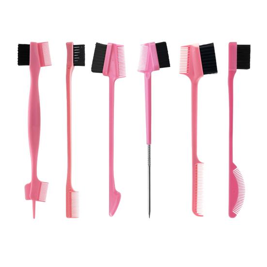 6 шт. Щеточка для бровей с двойной головкой и расческой, многофункциональная щетка для укладки бровей, профессиональная портативная дорожная женская косметика, инструменты для ухода за бровями