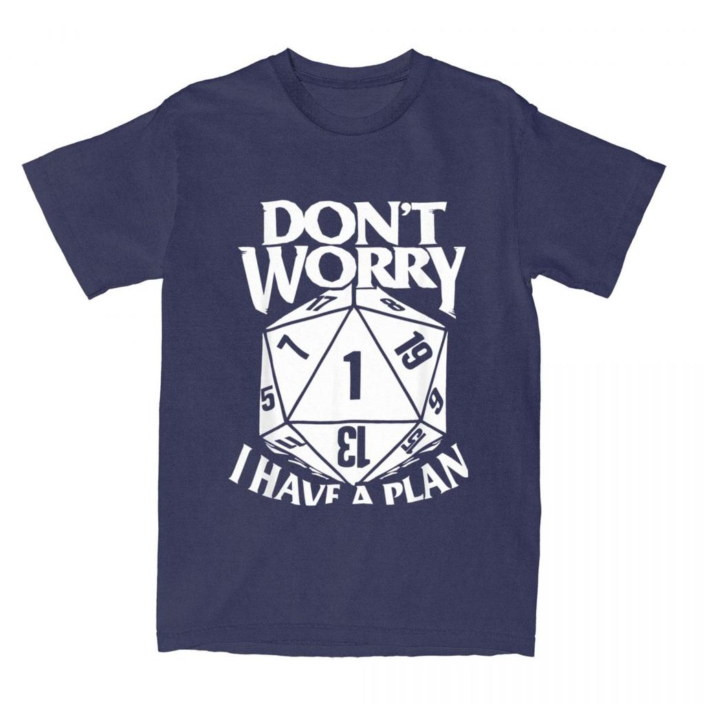 Dungeon Dragon Dice Don't Worry I Have A Plan T Shirt Accessories for Men Cotton Dnd Game Dm D20 Tee Shirt Clothing Gift Idea