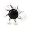 Black Jet Black Goddess Silver Ring