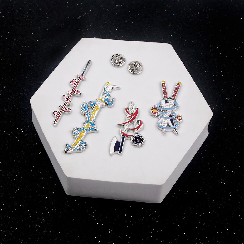 Anime Demon Slayer Pin Brooch Metal Enamel Fire Flame Butterfly Icon Blade Sword Badge Backpack Shirt Hard Lapel Pin Accessories