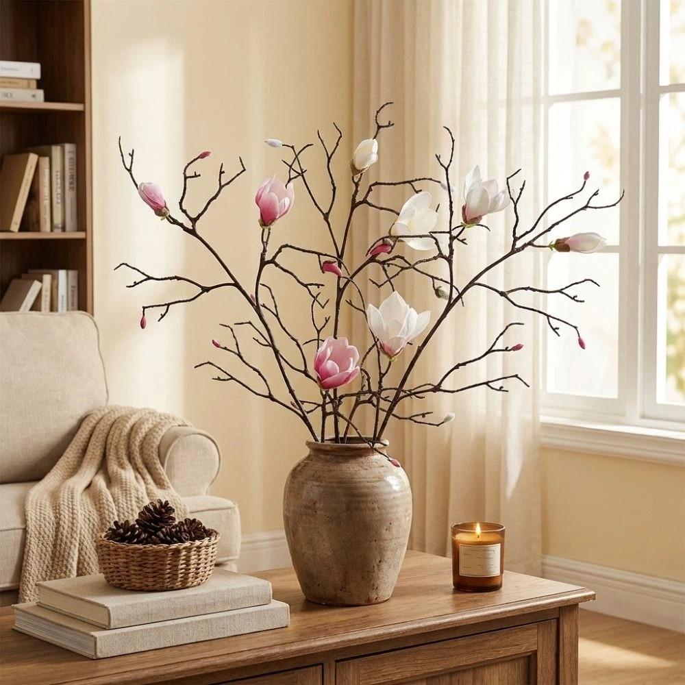 Real Touch Simulation Big Magnolia Large Artificial Orchid Fake Silk Flower  Table Decoration