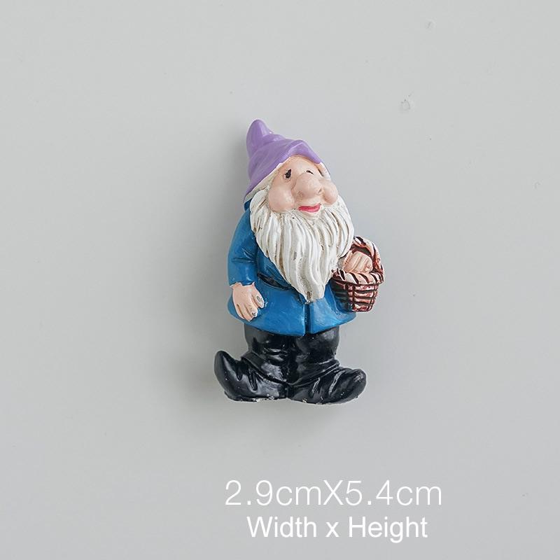 1pcs Cute Mini Resin Dwarfs Statue Refrigerator Magnets Decoration Gnome Outdoor Garden Fence Door Sculpture Decor Ornament