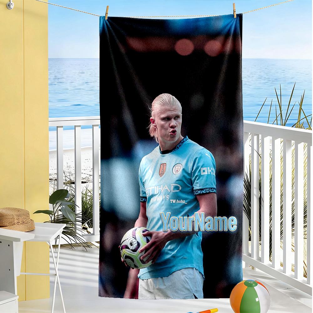 Haaland Customize Text Beach Towel Super Soft Microfiber Quickdry Fabric Perfect for Traveling Yoga Camping and Swimming