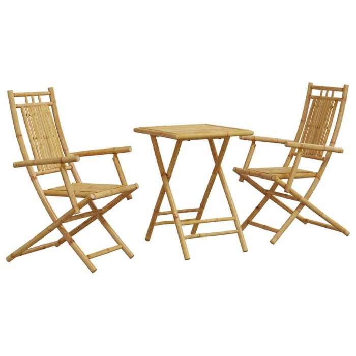 VidaXL Ensemble de bistro 3 pcs bambou, ensemble de bistro de jardin, ensemble de balcon, ensemble de meubles d'extérieur 3278526
