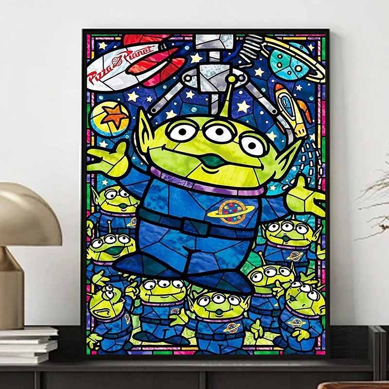 Disney Diamond Painting Three Eyed Monster Stained Glass Style Illustration 5D Diamond Painting Art Embroidery Cross-stitch Room Decoration