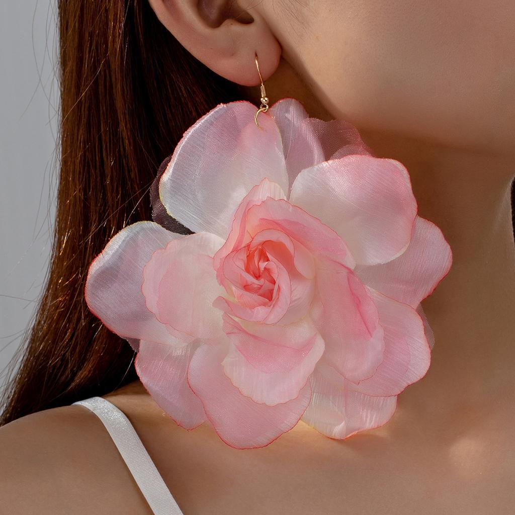 1 пара романтических преувеличенных цветочных сережек для женщин