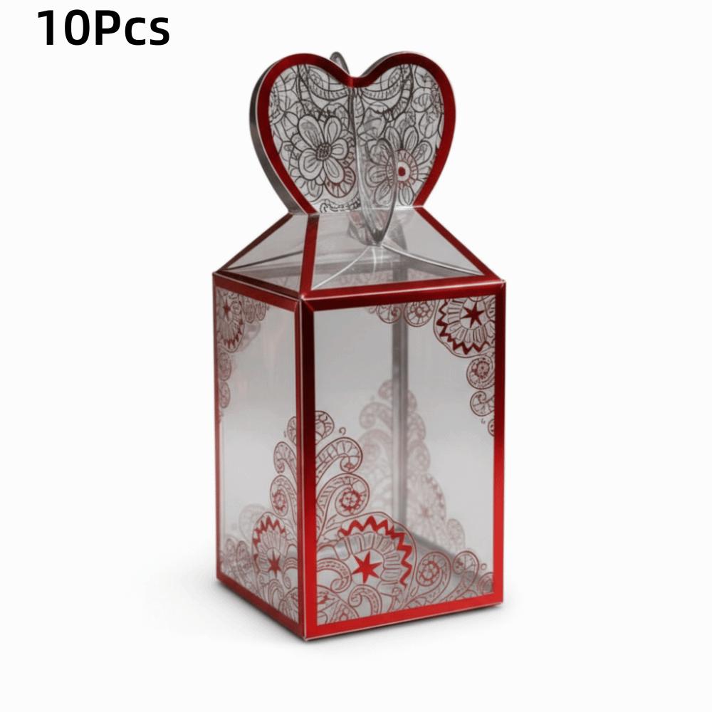 10 Pcs Gold Stamping Candy Boxes Transparent Wedding Favor Boxes Creative Gift Boxes