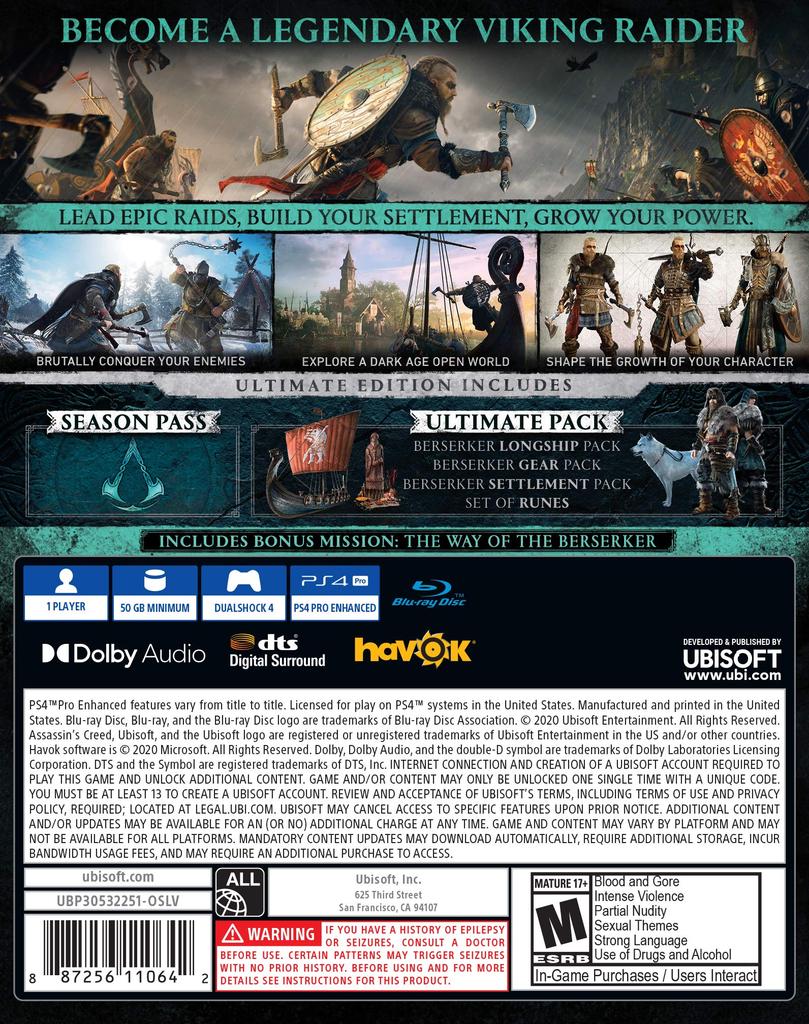 Creed Valhalla North PS4 Assassin's (Import America) -