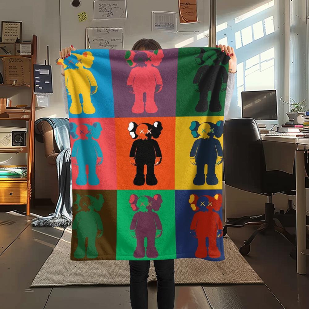 kaws printing Flannel Blanket Bedroom Coverlet Sofa Camping Warm blanket Gifts for family and friends(MJ039)