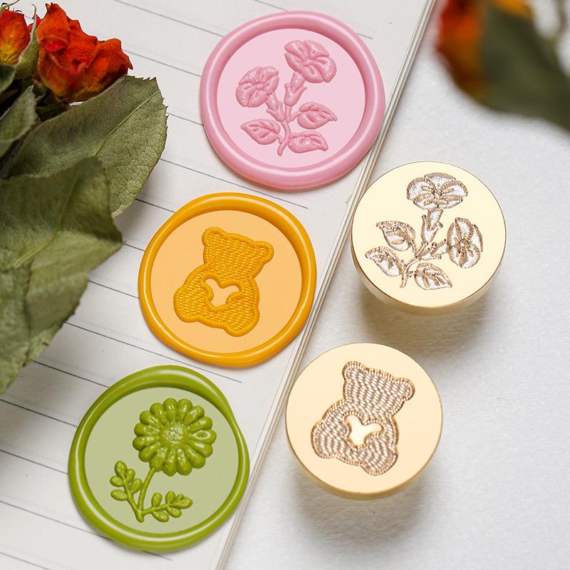 Plant Flowers Wax Seal Stamp Classic Sealing Wax Stamps Wedding Cards Decor Of Knit Rose Daisy Clover Tulips