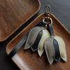 Morandi/Tulip Original Design Leather Car Key Bag Pendant Handmade Simple Women's Keychain
