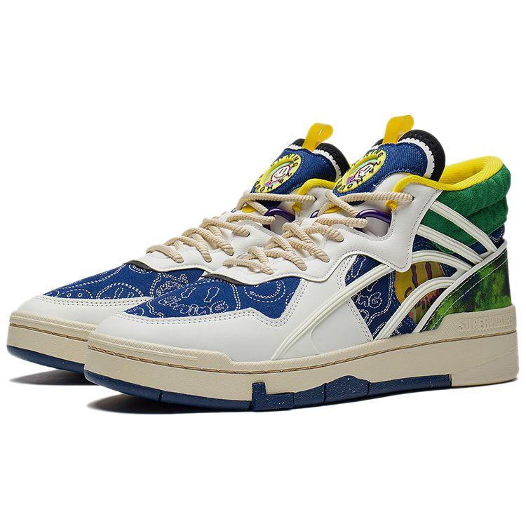 Li Ning We Wo Mid Party Удобные Мягкие Эластичные Высокие Кроссовки Мужские Кроссовки Белые Зеленые Синие AGCS283-1