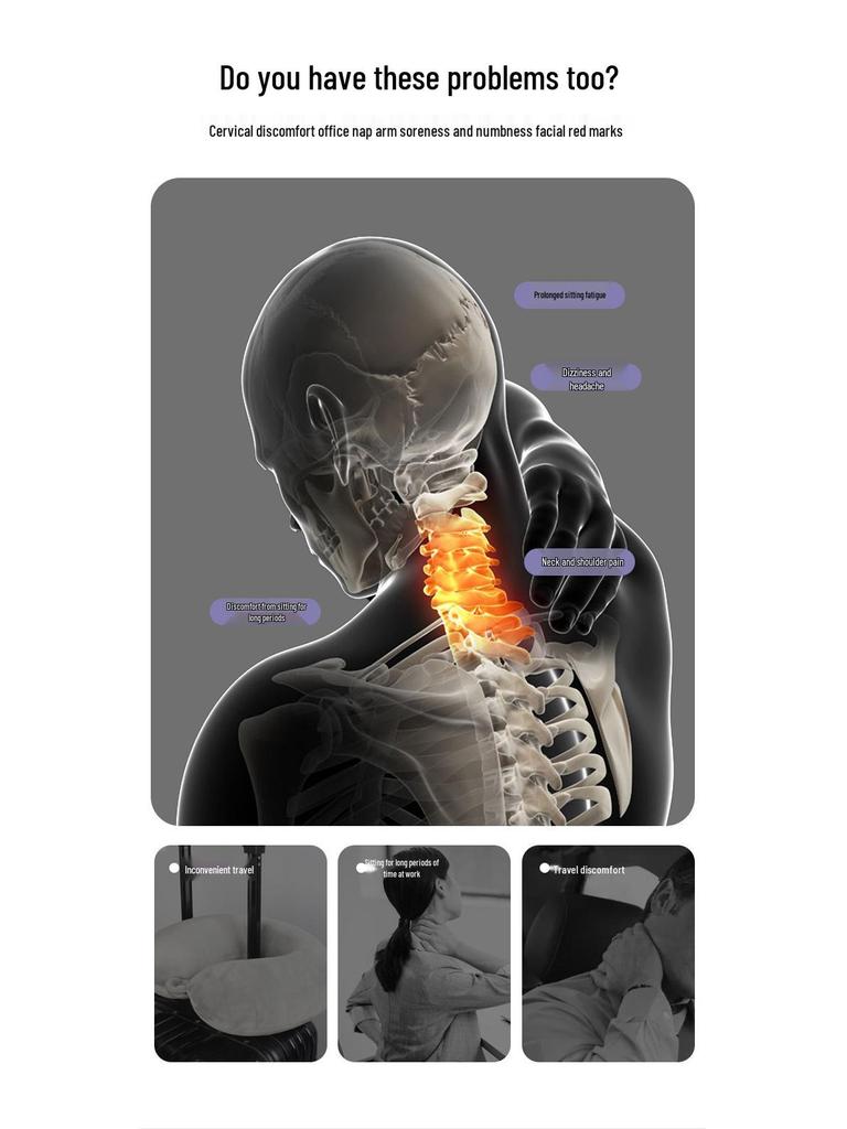 U-образная дорожная подушка из пены с эффектом памяти для поддержки шеи