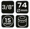 Oil filter socket 74 mm, 15 angle