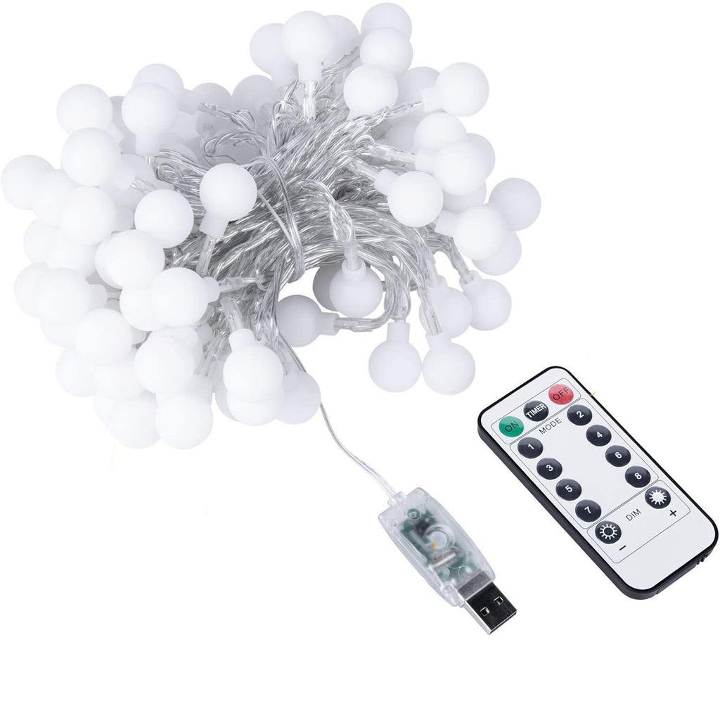Внутренние и наружные светодиодные фонари 33 фута 100 светодиодных водонепроницаемых сферических светильников 8 режимов с дистанционным управлением Вечеринка Сад Двор Спальня Украшение