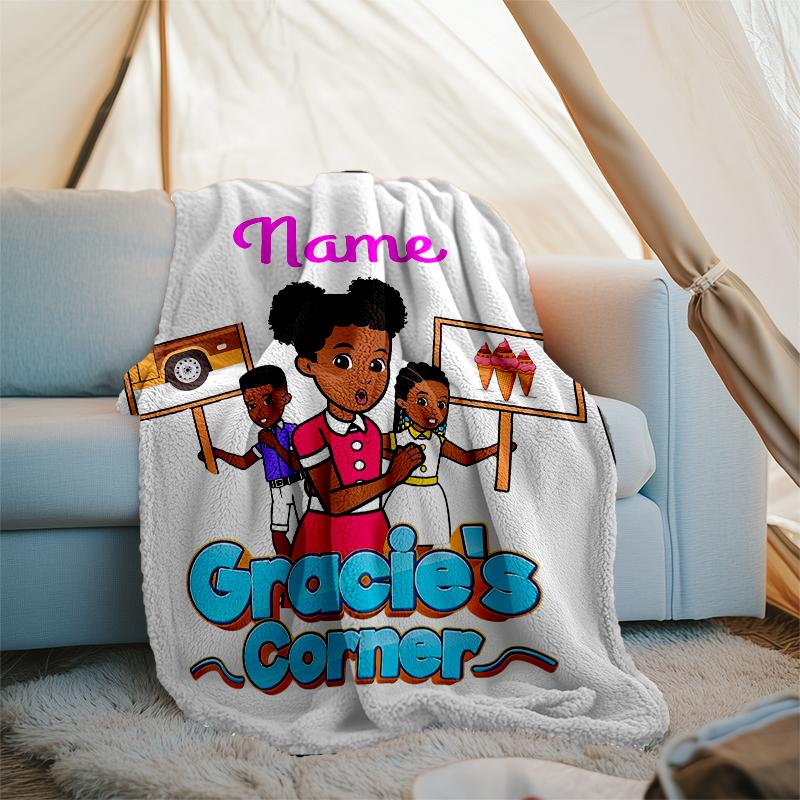 Personalized Custom Name Blanket - Gracies Corner Print Design,Blanket for Sofa,Bed,Travel,Camping - Soft and Warm, Great Gift